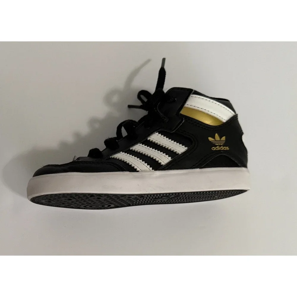 Adidas Hoops‎ Mid 2.0 Kids Black White Gold Sneakers Size 10K FV5738 Ortholite